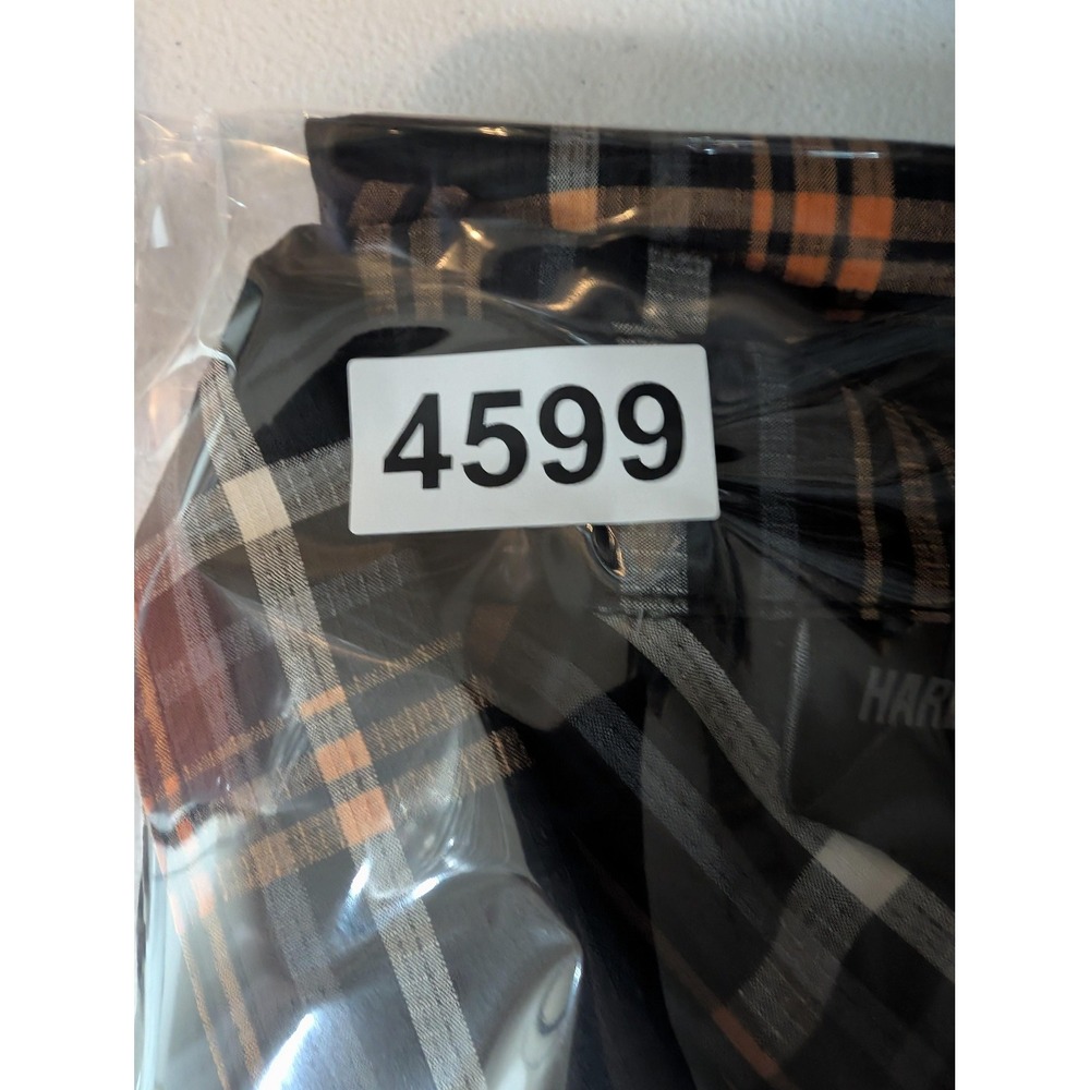 Harley-Davidson Shirt Mens 2XL Black Orange Plaid Short Sleeve Button Up Casual - Picture 7 of 7